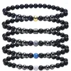 Ankletter Anti-svängande svart obsidian anklet matt retro stilfull handgjorda bohemiska pärlor elastiska ankelarmband på benets smycken