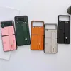 Lambskin leather Wristband Solid Color Case for Samsung Galaxy Z Flip 3 5G Z Flip 4 Zflip 2 Flip 3 Flip4 Shockproof Cover