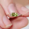 Bröllopsringar Fashion Luxury Olive Green Charm Oval Cut Cubic Zirconia Birthstone Engagement for Women lovar smycken gåva