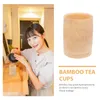 Tasses 4pcs tasses à thé en bambou naturel eau porte-stylo rond rétro