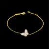 18K Gold Fashion Classic Sweet 4 Four Leaf Clover Butterfly armband oorbellen ketting sieraden set voor S925 Silver van Womengirls228D
