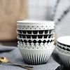 Bowls Black And White Geometric Wave Diamond Triangle Ceramic Bowl Rice Salad Dessert Creative Ins Style