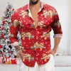 Casual shirts voor heren mannen met lange mouwen shirt kerstbanket vakantie gedrukte tops jaren mode rendier cartoon 2023