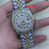 Diamant Fashion Watch Bi-Gold Diamond en acier inoxydable Sangle Boutique montres Arabe Scale Automatique m￩canique2628