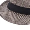 Bérets Classic Grid Hommes Hiver Feutre Chaud Fedora Chapeaux Gentleman Jazz Cap Mâle Classique À Court Bord PanamaTop Chapeau Casquettes De Fête Pour Femmes