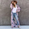 Women's Blouses Marble Print Kimono Purple Chiffon Blouse TieKnot Cappa Casual Daily Summer Coat Beach Coverup TOP Women Lantern Sleeve