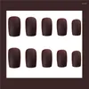 Unghie finte 24 pezzi / scatola Opache con disegni Presse su punte di colla di media lunghezza Marrone Nero Indossabile Unghie finte Tipsy Art