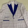 男性Sスーツブレザースリムフィットの花groommen1ボタンGroom Tuxedos Blue Lapel Men Wedding Man 3ピースジャケットパンツベスト221231