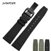 JAWODER Watchband 20 21 22mm Stainless Steel Deployment Buckle Black Green Nylon with Leather Bottom Watch Band Strap for Portugal326O