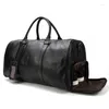 Duffel Väskor naturlig kohud resväska Vattentät herrläderhelg över natten handbagage män företag 55 cm