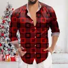 Casual shirts voor heren mannen met lange mouwen shirt kerstbanket vakantie gedrukte tops jaren mode rendier cartoon 2023