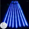 Cordes 8/10 Tubes Météore Douche Pluie Led Lumières Rue Guirlandes Décorations D'arbre De Noël Pour L'extérieur Année Festoon Jardin