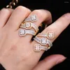 Wedding Rings GODKI 2023 Trendy CROSSOVER Big Bold Statement Ring For Women Cubic Zircon Finger Beads Charm Bohemian Beach Jewelry