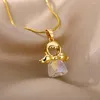 قلادة قلادة Zircon Angel Girl for Women Cute Fairy Elf Charm Necklace Femme Christmas Jewelry Giftories Gift