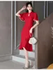 Roupas étnicas Plus Tamanho 4xl Verão elegante retro slim melhorado Cheongsam Lace Dress Fashion Dinner Casual Party Midi vestidos