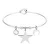 Charm Bracelets Five-pointed Star Moon Pendent Bangle Gift For Woman Stainless Steel Crystal Bracelet Wedding Party Trendy Female Jewelry