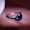 Wedding Rings Classic Silver Plated Engagement For Women Shine Blue/Pink CZ Stone Inlay Fashion Jewelry Delicate Party Gift Ring