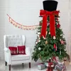 Decoraciones navideñas 68UE Tree Topper Hat Top clásico Bowknot grande Adornos de escritorio Fiesta de vacaciones de invierno Decoraciones para el hogar