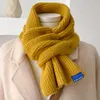 Scarves Casual Solid Knitted Winter Scarf For Women Warm Simplicity Soft Neckerchief Korean Style Woolen Yarn Skinny Muffler