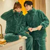 Women's Sleepwear Autumn Winter Warm Flannel Zipper Couple Pajamas Set Women Family Pijama Lover Homewear Cloth Casual Men Pyjamas