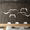 Lampadario di cristallo Lampada a sospensione nordica Gabbiano design Lampadari a led per bar / cucina Uccelli Apparecchio per illuminazione a soffitto
