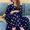 Partykleider Sexy Sommer Neckholder Rückenfrei Polka Dot Print Maxikleid Vintage Casual Sling Trägerlos Schulterfrei Arabische Frauen Abend