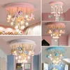 Ceiling Lights Nordic Net Red Children's Bedroom Lamp Warm And Romantic Girl Princess Room Star Pink Led