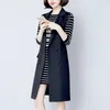 Kamizelki damskie wiosna lato podwójnie piersi kamizelka Komebowa Kobiety solidny kolor bez rękawów Koreańska streetwear ladie Long Jacket Coat Q153