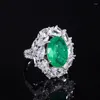 Cluster Rings S925 Full Body Silver Color Treasure Imitation Palaiba Emerald Dan Shaped 10 14 Bikou Bracelet Ring