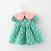 Fille Robes D'été Né Bébé Vêtements Filles Boutique Tenues Poupée Col Mignon Dot À Manches Courtes Robe De Princesse Enfant BC2209-1