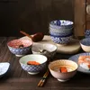 Bowls Japanese Tableware Creative Personality Blue And White Porcelain Retro Bowl Soup Ceramic Home Eating Dessert