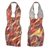 Casual Dresses Woman Summer 2023 Halter Print Sexig tätt passande lågskuren split höftklänning Bodycon