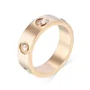 Designer-Goldring für Damen, Luxusringe für Damen und Herren, Jubiläumsgeschenk, Hochzeit-Verlobungsring aus Titanstahl mit Diamant, 18 Karat vergoldet, Rosésilber