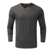 Men's T Shirts Men's Lim Fit Male Shirt Autumn And Winter Multi-button With Standard Solid Color Button V-neck Long Sleeves Basic