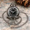 Mode Noir Argent Quartz Montre De Poche avec Boussole Ciel Étoilé Horloge Steampunk Fob Collier Pendentif Montres Chaîne Cadeau Unisex2718