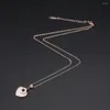 Pendant Necklaces JSBAO Arrival 40CM 5CM Rose Gold Colour Chain Heart Necklace Women Stainless Steel Crystal Stone Roman Female Gift