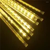 سلاسل 1/2/3/4 مجموعة LED Meteor Shower Lights Garland Festoon Holiday Home Decor Decor