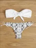 Women s Swimwear Beach Bikini Woman Sexy Front Lace Up Tie Strapless Leopard Swimsuit Female Push Ruffled Bow Bathing Suit Thong 221231