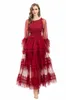 Women's Dresses Slash Neckline Long Sleeves Sexy Tulle Laid Over Tiered Ruffles Elgant Maxi Party Prom