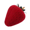 Gift Wrap 2023 1PC Red Strawberry Shaped Box Velvet Jewelry Ring Storage Protection Bag Flocking High Quality