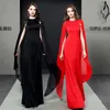 Etnik Giyim Siyah İnce Cheongsam Seksi Uzun Qipao Gece Elbise Partisi Elbiseler Robe Orientale Çin Geleneksel Kadınları Chino Tradoicional