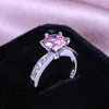 Wedding Rings Classic Silver Plated Engagement For Women Shine Blue/Pink CZ Stone Inlay Fashion Jewelry Delicate Party Gift Ring