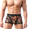 Cuecas tamanhos europeias homens malha boxers roupas íntimas sexy rendas, veja através de shorts de lingerie de lingerie gay