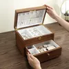 Sieraden zakjes dubbele laag grote houten doos organisator vrouwen mannen display lade kast oorbellen ring ketting sieraden opslag