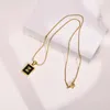 Pendant Necklaces Full Gloss Square Acrylic Letter Chain For Women Stainless Steel Custom Gold Color 26 A-Z Charm