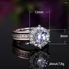 Bröllopsringar Fashion Classic Creative Two-Tone Zircon Engagement for Women Trend Luxury Anniversary Party High Jewelry Gift