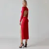 Sukienki swobodne Zoctuo Autumn Sexy Solid BodyCon Maxi Club strój dla kobiet 2023 Backless Back Bide Boke Sukienka Kobieta