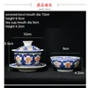 Pucharki spodki Jingdezhen porcelanowy ręcznie malowany niebiesko-biały podłoża czerwona miska herbata herbata