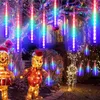 Cordes LED météore pluie lumière décoration de noël arbre lampe solaire chaîne étanche goutte de pluie glaçon jardin fête