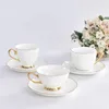 أدوات المائدة مجموعات Gold Bone China Coffee Cup أدوات مائدة كاملة من اللوحات صفر صحن النفايات هدية